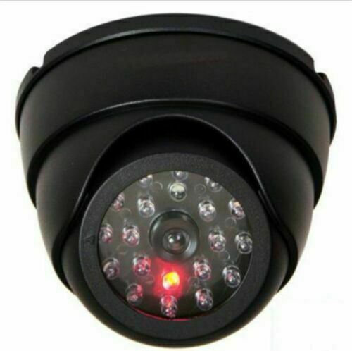 Dummy Dome Form CCTV Surveillance Camera with LED Fake Motion Detection Black DE-