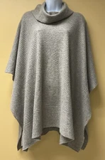 St. TROPEZ West 100% 2-Ply Cashmere Cowl Neck Poncho Sweater Size M/L Warm Soft