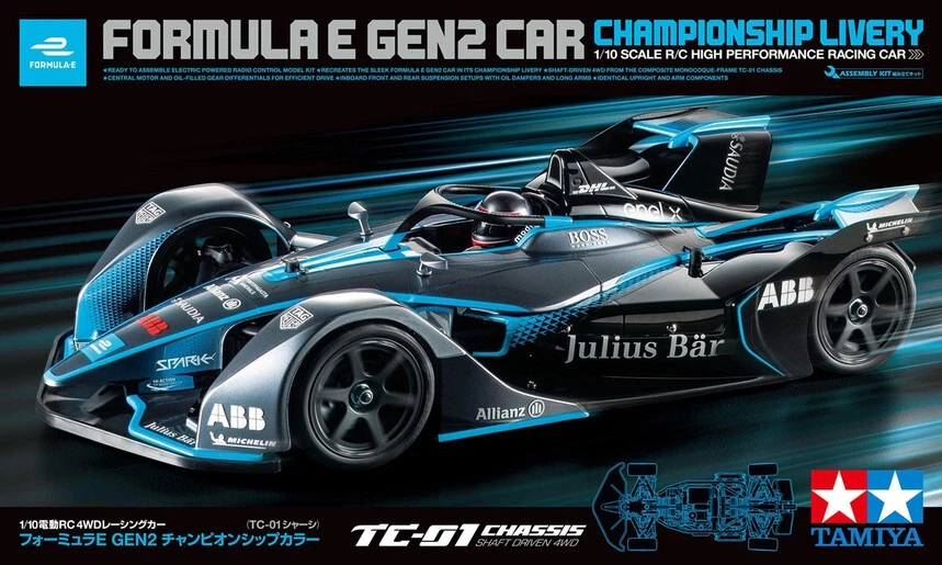 58681 1/10 Tamiya RC Car Kit Formula E GEN2 Championship Livery TC