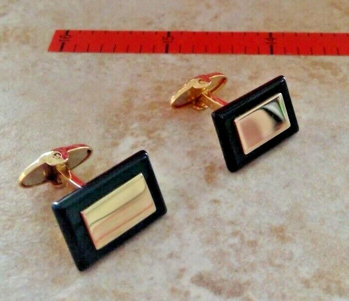 Dolan Bullock Cufflinks SoliD 14kT gold ONYX KCL103800 usa made  - Image 4 of 4