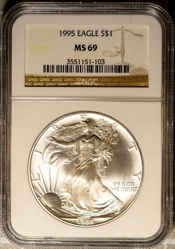 1995 $1 Silver American Eagle MS 69 NGC # 3551151-103 + Bonus