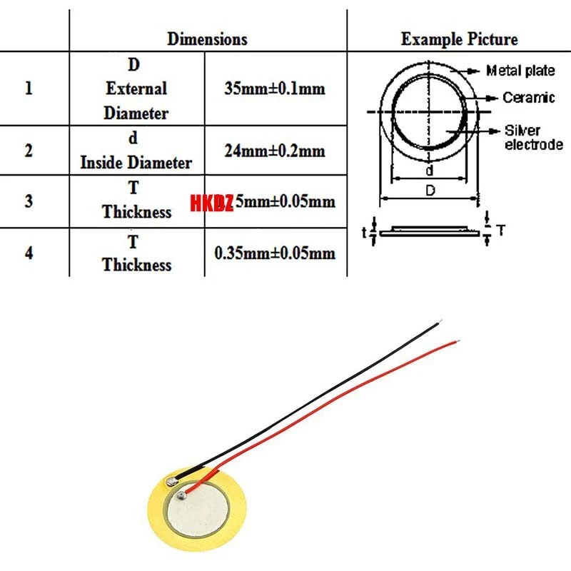 Gold Piezo Electric Speaker Sounder Ceramic Copper Buzzer Accoustic Disk 12~50mm - Image 2 of 4
