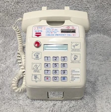 Vintage 1999 Hotel Lobby Coin-Operated Pay Phone Telephone White NO KEY
