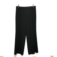 St John Women Black Business Wide Leg Flat Front Zip Fly High Rise Dress Pants 6