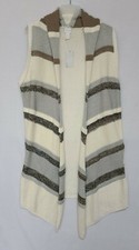 CHICO'S 2 Knit Texture Stripe Calvi Sleeveless Sweater Vest Sz 2 Cowl Neck ZI 