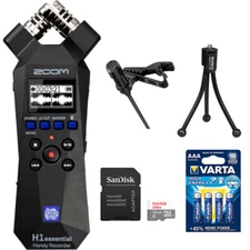 Zoom H1essential Audio Recorder w/ Microphone, 32GB Card, Batteries & Tripod KIT