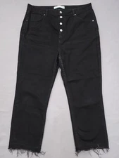 Womens Next Jeans Size 16 R Straight High Waist Crop Raw Hem
