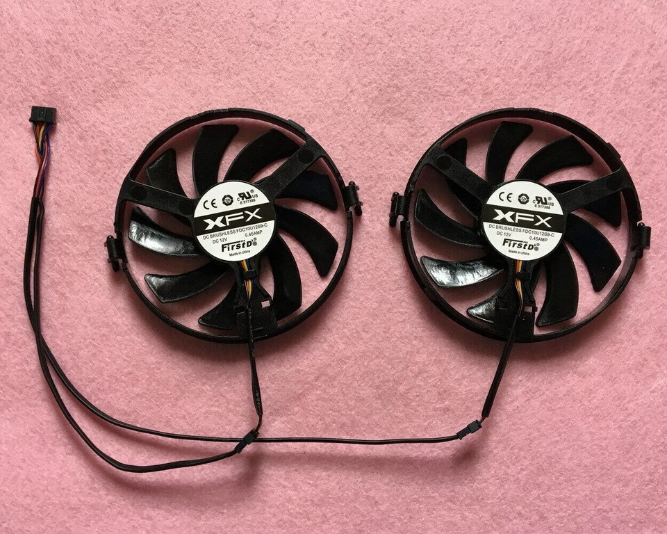 Pair Fans Cooler Fan For XFX R9 370 380 370X 380X R7 370 360 FDC10U12S9-C 92mm - Image 2 of 4