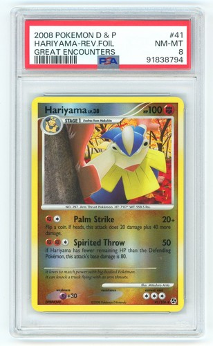 Tarjeta Pokémon Hariyama 41/106 PSA 8 casi nueva-como nueva Great Encounters holograma inverso poco común - Imagen 1 de 2