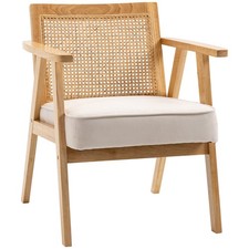 Sessel Wohnzimmer Relaxsessel mit Armlehnen, Sitzkissen, Rattan-Rückenlehne