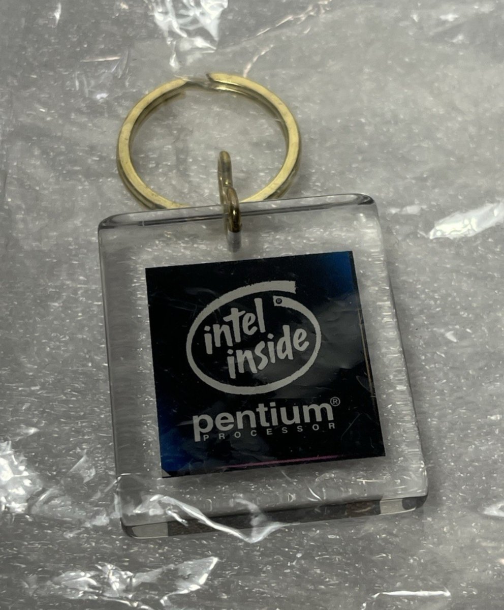 VTG Intel Inside Pentium Processor Keychain with CPU Chip Lucite