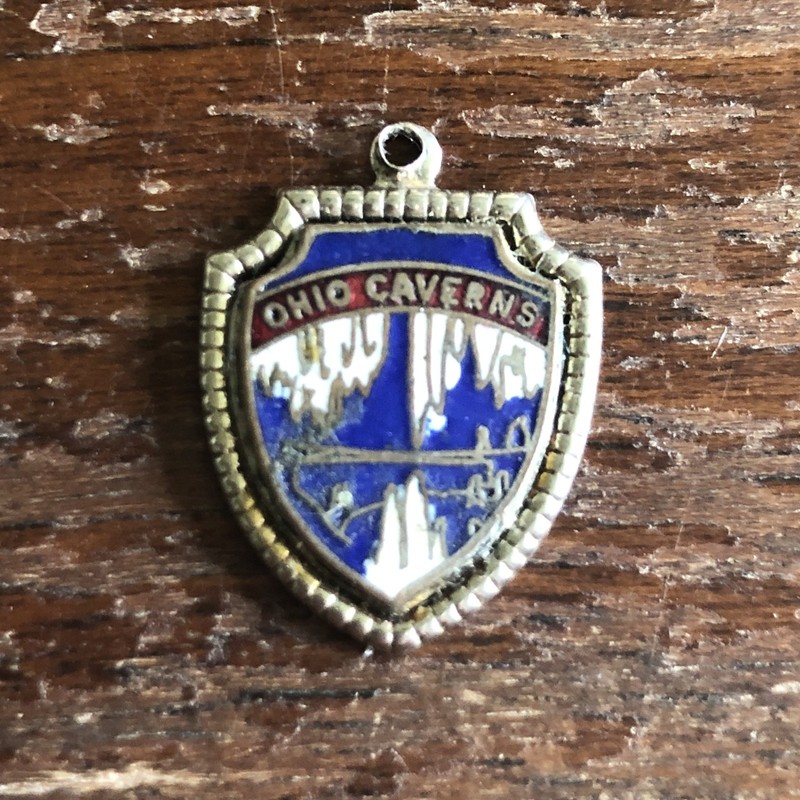 Vintage Ohio Caverns Sterling Silver Shield Charm