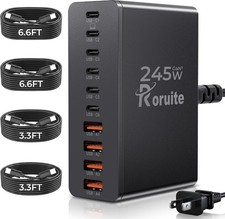 USB C Charging Station 10 Port 245W GaN Charger Block 6 USB-C 4 USB-A