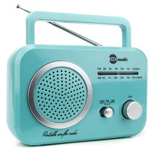 Radio Teal/Silver Premium Home Vintage Portable Retro Radio Classic AM/FM Rad...