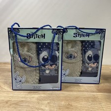 2 Pack Disney Stitch Cozy 1 Pair Crews 1 Pair Slipper Socks , 1 Size Fits Most