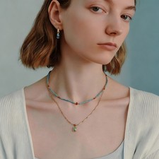 Turquoise Layered Necklace Women Chic Boho Color Beaded Choker Luxury Jewelry