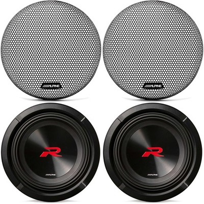 Alpine (2) R2-W8D4 Next-Gen 8'' R-Series Subwoofer Dual 4-Ohm with KTE-8G.3 Grill