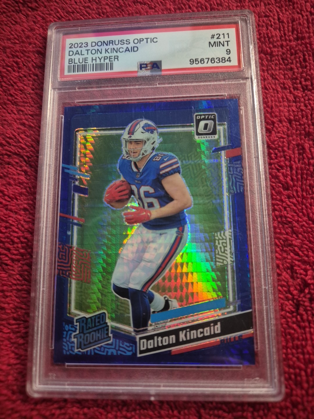 2023 Donruss Optic #211 DALTON KINCAID Blue Hyper Rated Rookie RC PSA 9 Bills