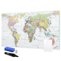 Glas Whiteboard Trocken Abwischbar Mit Schwarzem Marker Weltkarte Politisch