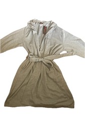 Dream Lover Lingerie Solid Gray Square Patterned Front Tie Robe Woman’s Size XL