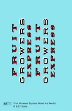 K4 G 1:32 Scale Decals Fruit Growers Express FGE Wood Ice Reefer Black White Red