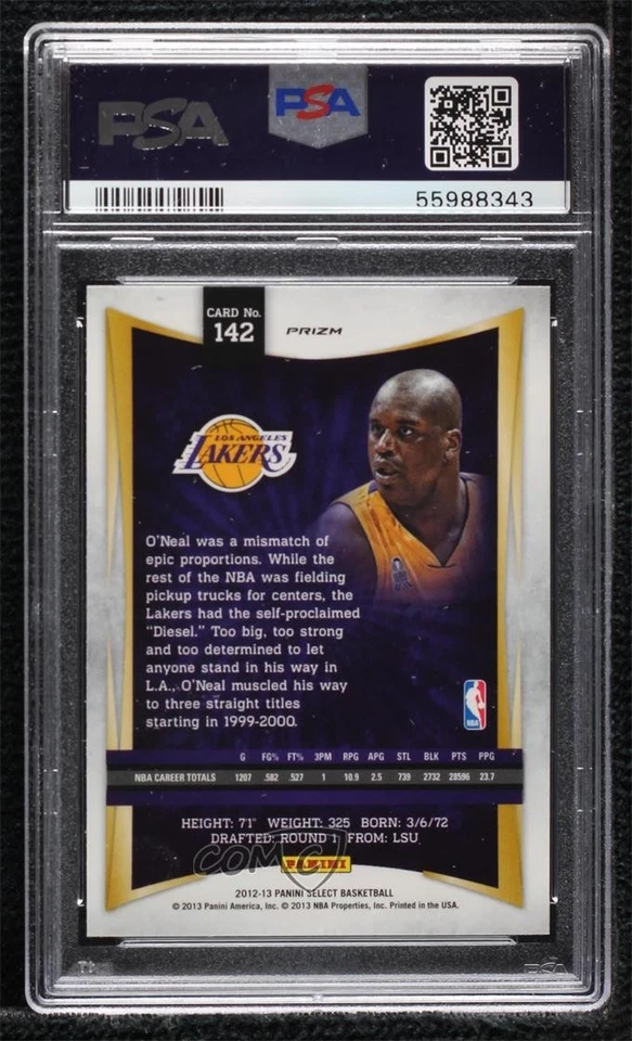 2012-13 Panini Select Silver Prizm Shaquille O'Neal #142 PSA 8 HOF - Image 2 of 2