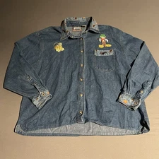 Premier International Denim Shirt Fall Halloween Embroidered Long Sleeve XL