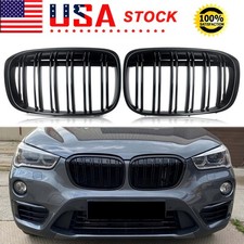 For 2016 2017 2018 Bmw X1 F48 F49 Front Kidney Grill Dual Slats Glossy Black 2x
