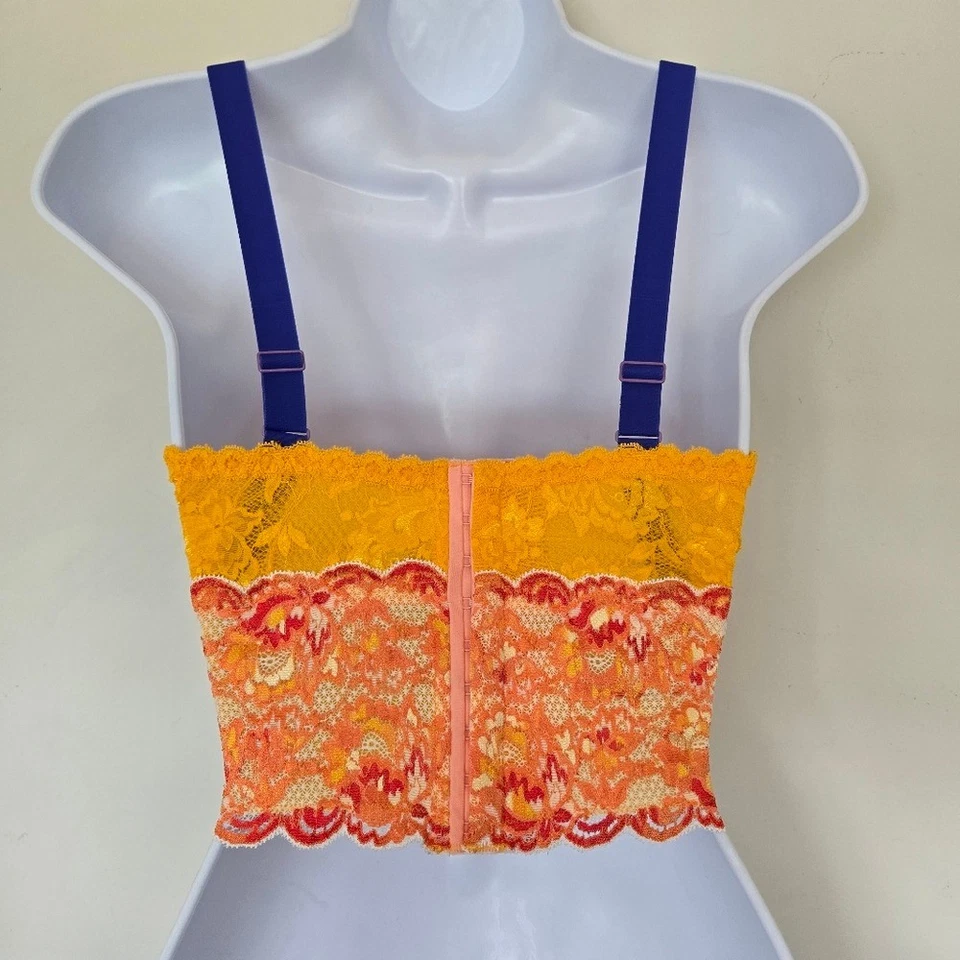 Bralette Cosabella Naranja Rosa Encaje Talla S Festival Boho Y2K Lencería Romántica Foto 3 de 4