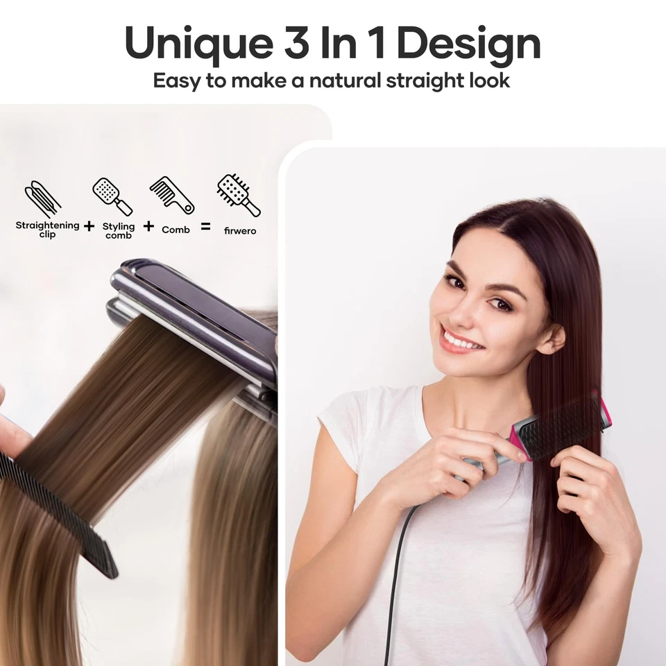 Cepillo Secador De Plancha Cabello Pelo Para Mujer Alisador Cerámica 100-240V Foto 2 de 4