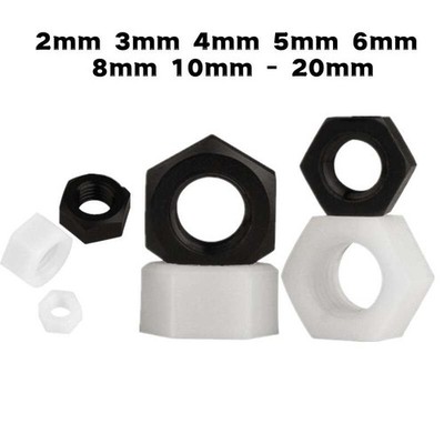 Sechskant Vollmuttern Kunststoffmutter Nylon 2mm 3mm 4mm 5mm 6mm 8mm 10mm - 20mm