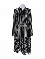 (Medium) Vince Camuto Women’s Striped Asymmetric Hem Dress