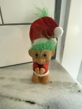 Vintage Russ Christmas Troll Doll Santa Hat Green Hair Holiday Decoration
