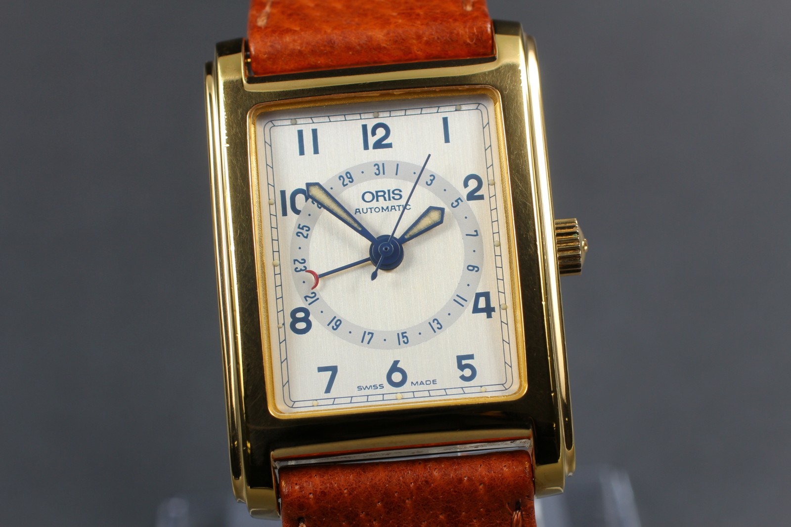 Near MINT ORIS Rectangular B7460 Pointer Date Gol… - image 1