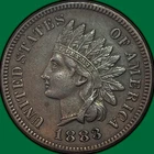 1883 S on Ribbon Indian Head Cent Almost Uncirculated AU Coin #42600
