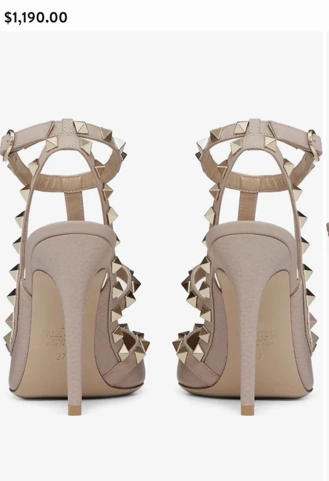 Valentino Rockstud Ankle Strap Pointed Toe Pump (Women size 38 1/2 - Image 4 of 4