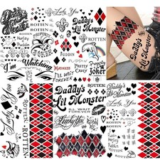 5 Sheets Joker Temporary Tattoos Clown Villain Halloween Costume Party Props
