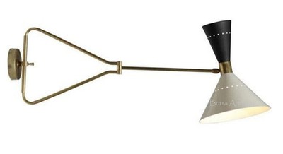WALL LIGHT BRASS SPUTNIK MID CENTURY MODERN ITALIAN INDUSTRIAL FIXTURE SWING