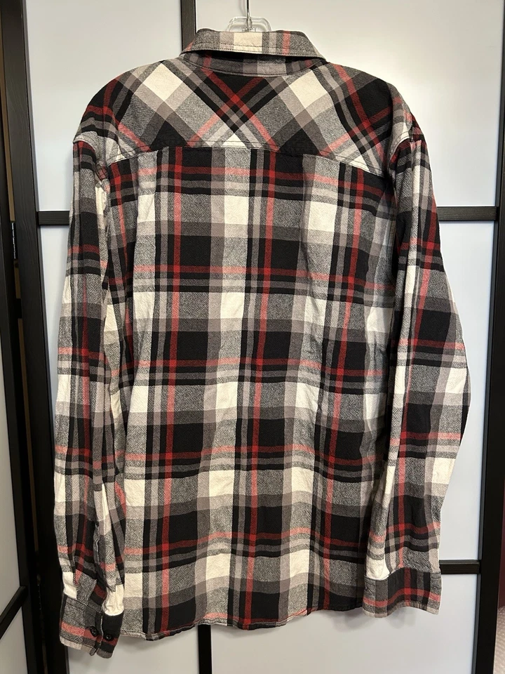 Harley Davidson Red Black White Plaid Long Sleeve Mens Heavy Shirt 2XL - Image 2 of 4