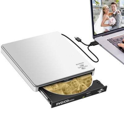 BUNUD LightScribe DVD Burner for Mac: USB C CD/DVD Drive Sliver-white