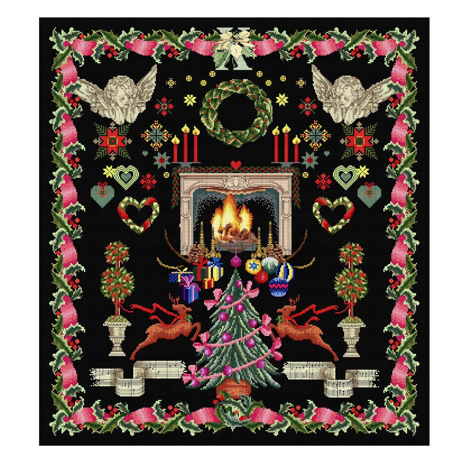 Thea Gouverneur Cross Stitch Embroidery 18 Count Kit 2077.05 Christmas 60x66 cm
