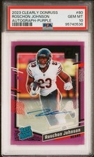 2023 PANINI CLEARLY DONRUSS AUTO-PURPLE #80 ROSCHON JOHNSON 107/175 PSA 10
