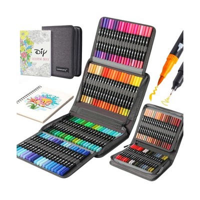 nobrand 120 Colors Duo Tip Brush Markers Art Pen Set,LANRENWENG Fin... Fast Ship
