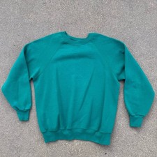 Vintage Sturdy Sweats by Lee Raglan Teal Men's Crewneck Blank Sweatshirt LARGE 
