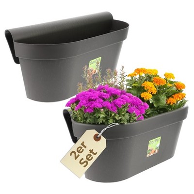 2er Set Gelnderkasten Balkon mit Wasserspeicher Blumentopf Zaun  Blumenkasten | eBay.de