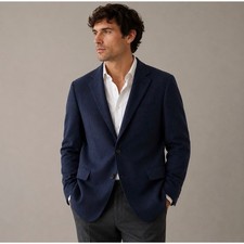 Jos. A. Bank Executive Navy Blue Linen Wool Blend Blazer Sport Coat Mens 46R