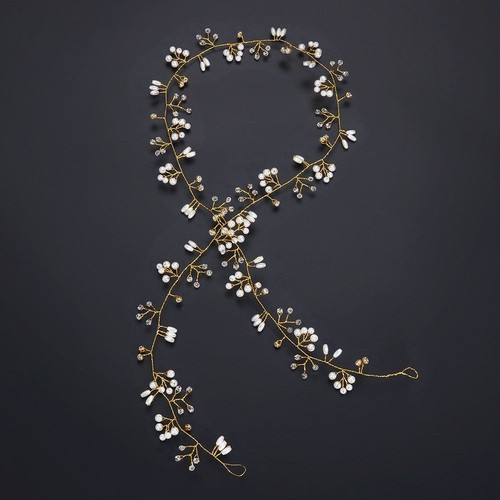 Jewelry Pearl Crystal Diamante Headband Bride Accessories Wedding Hair Vine - Picture 12 of 14