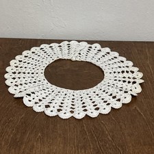 Vintage Hand Crocheted Open Lace Pattern Collar White Handmade Easter Dress Up