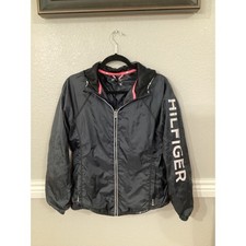Tommy Hilfiger Sport Windbreaker Jacket Women's Black Full Zip Lightweight