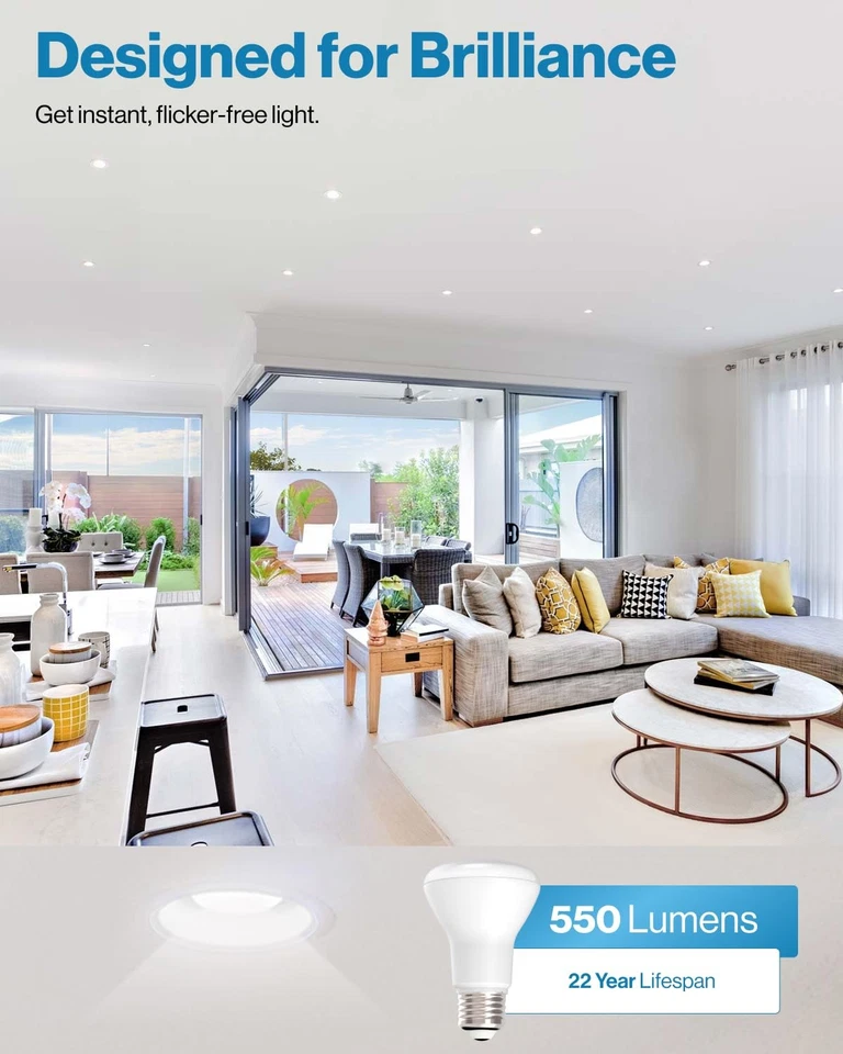 Sunco 10 Pack BR20 LED Bulb Dimmable, Small Recessed Lighting Bulbs, R20 Mini... - Image 2 of 4